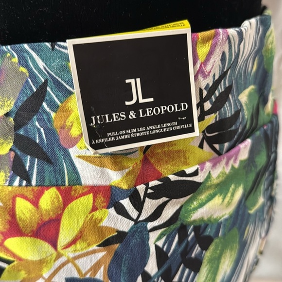 Jules & Leopold Tropical Pull On Slim Leg Ankle Length NWT Women’s L Stretch - Picture 6 of 8